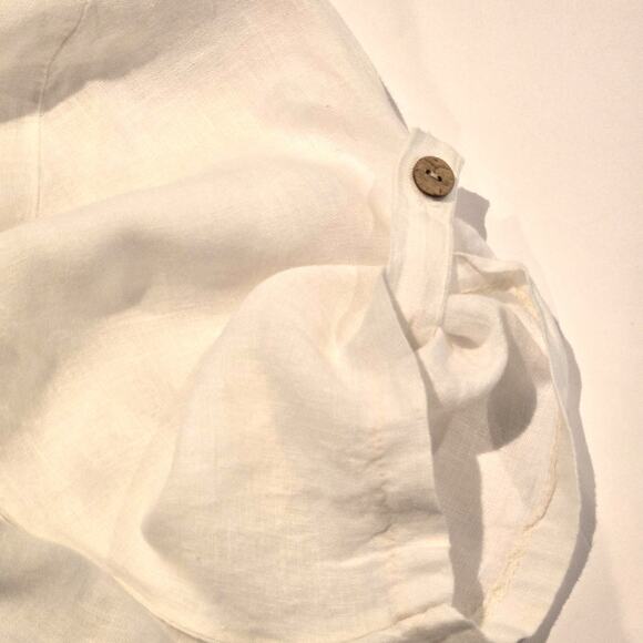 Made in Italy New Collection White Silver Graffiti Linen Button-up Shirt Dress - Picture 8 of 10